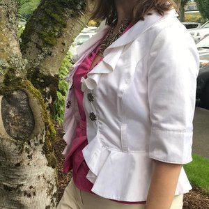 White Bebe ruffle Jacket - summer jacket